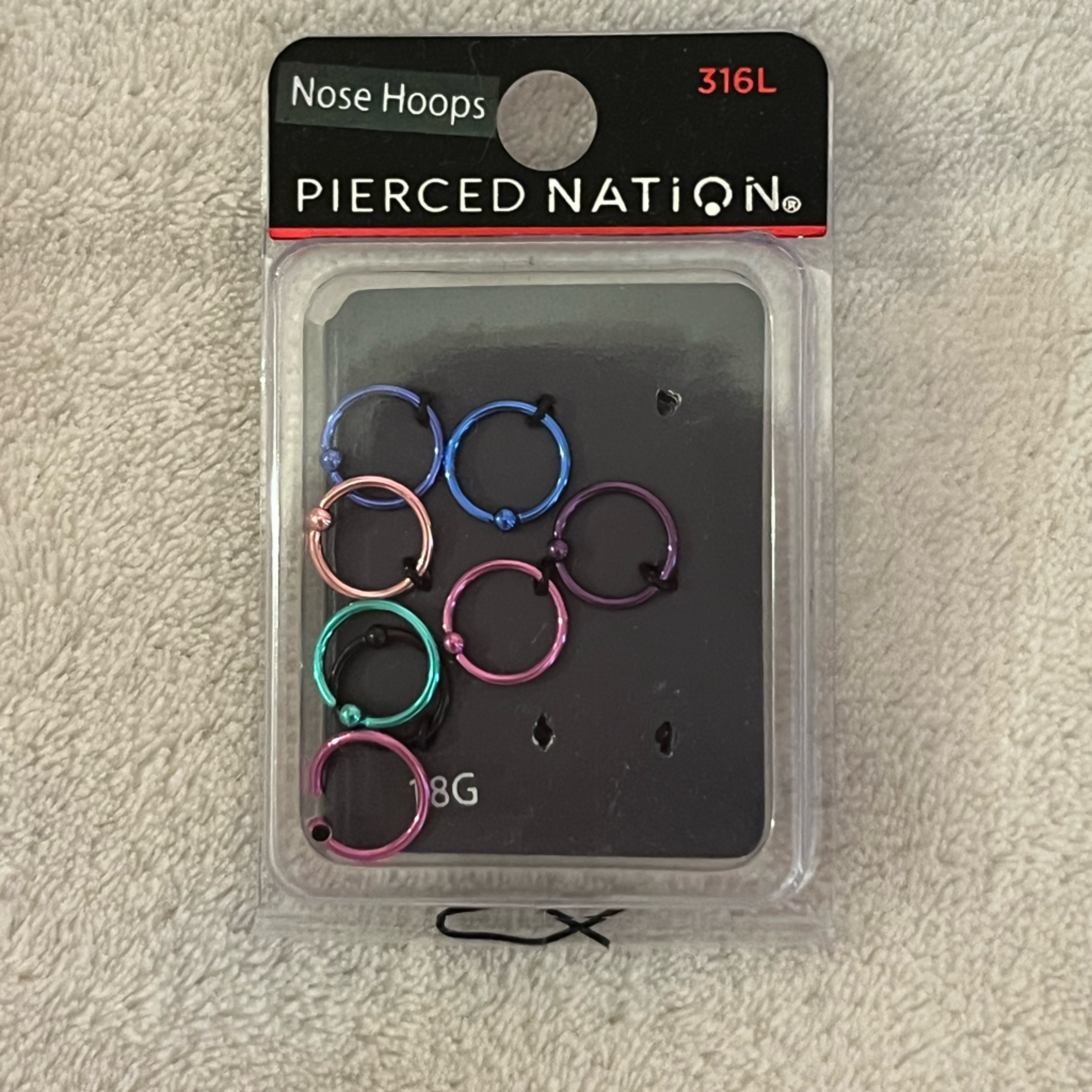 Pierced Nation Colorful Nose Hoops Set